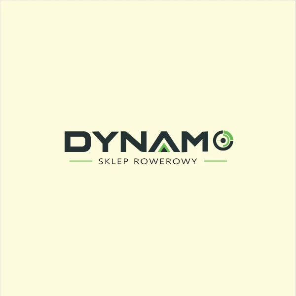 Logo sklepu rowerowego Dynamo na jasnym tle