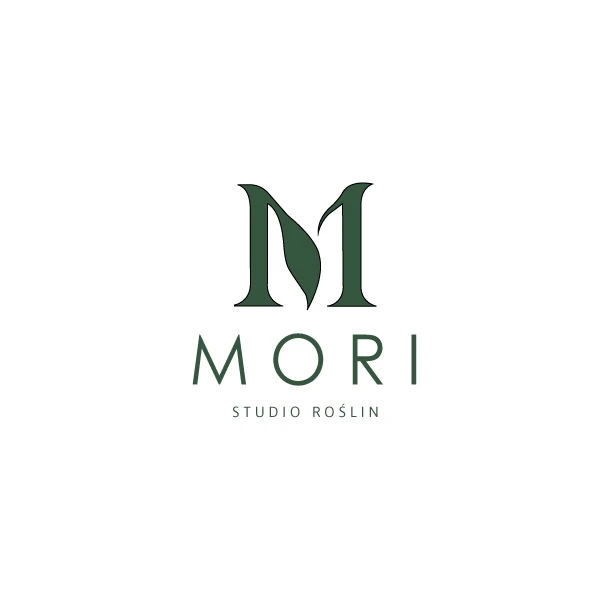Logo Mori studio roślin na jasnym tle