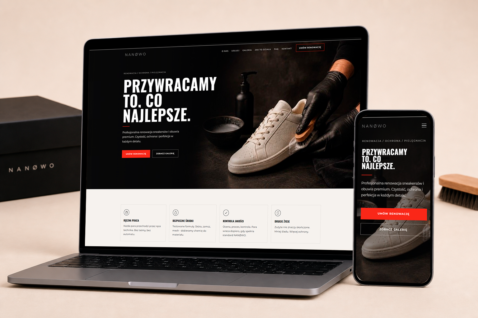 Projekt strony NANOWO - podgląd wersji desktop i mobile