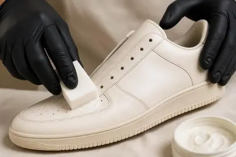 Nakładanie kremu na skórę sneakersów